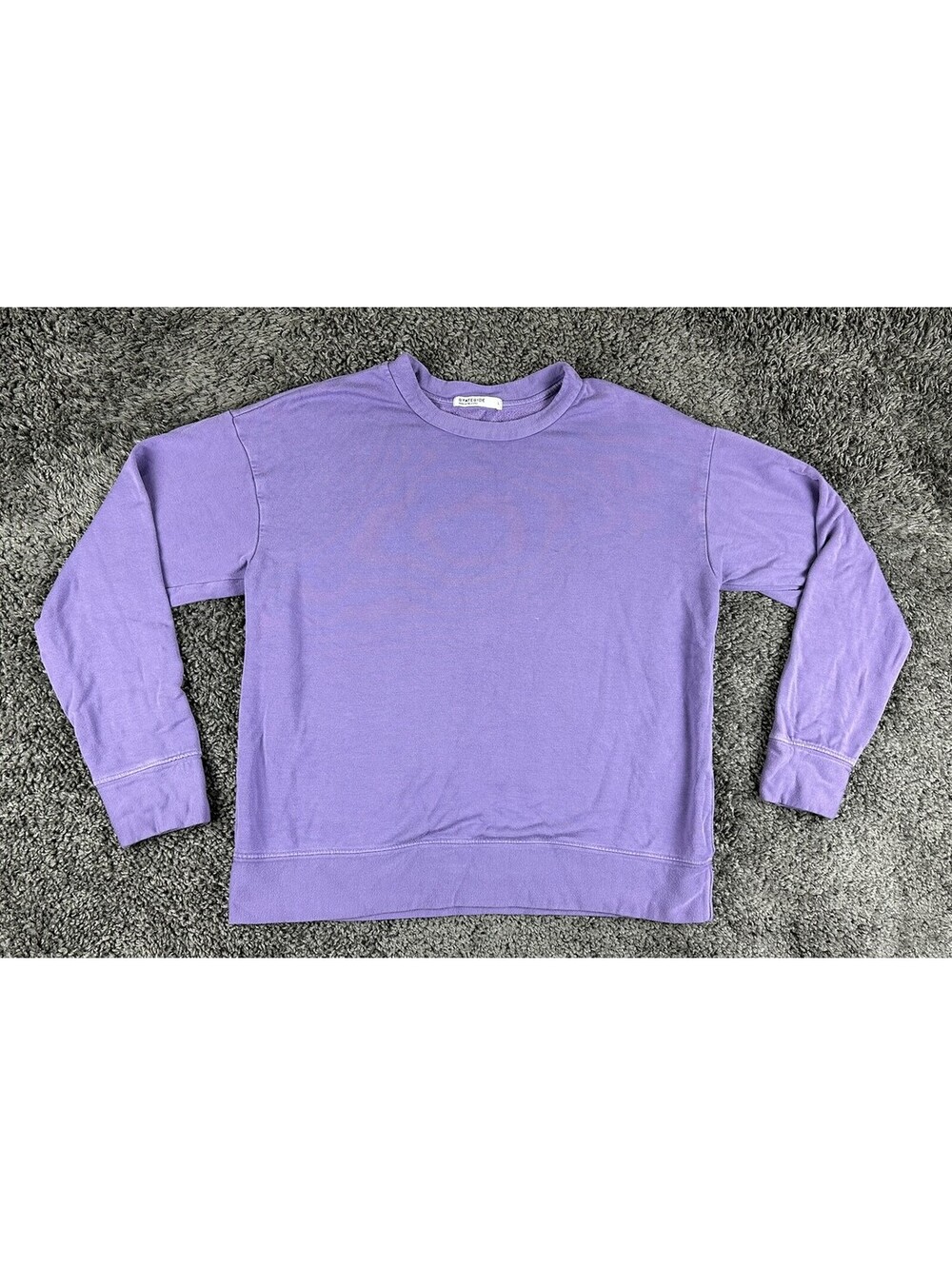 Stateside Womens Large L Softest Fleece Crewneck Sweatshirt Purple Pullover USA